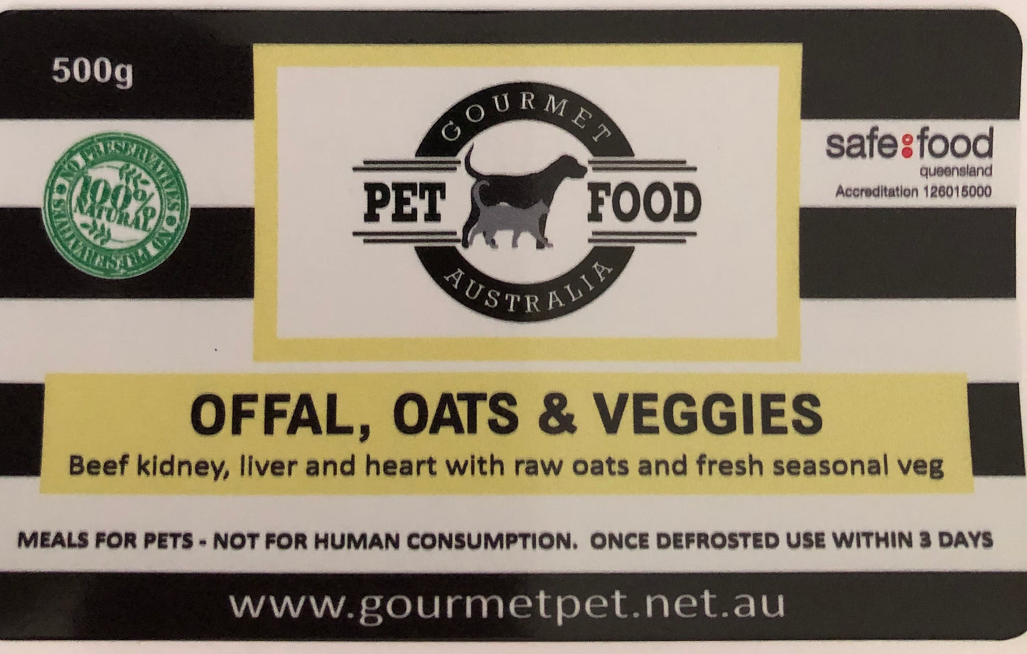 Offal, oats and veggies (500g)